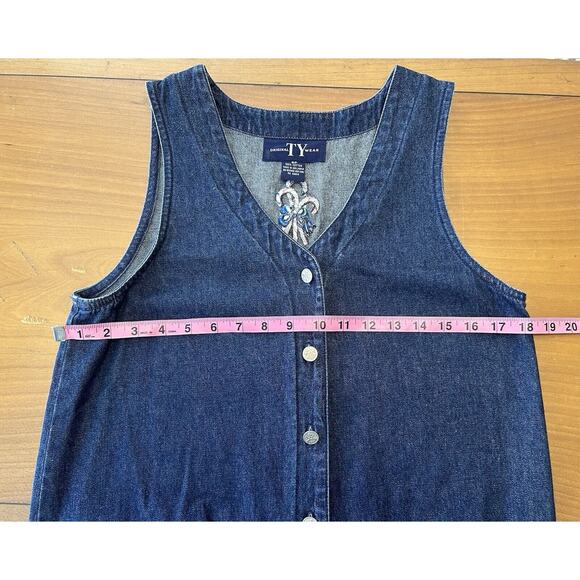 Vintage Ty Original Wear Womens Denim Button Up Candy Cane Dress Womens Size 8P - Picture 4 of 9
